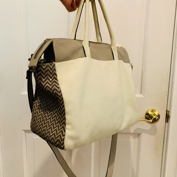 Vintage Dimoni Grey Leather Chevron Cross Body Designer Handbag - Picture 5 of 16